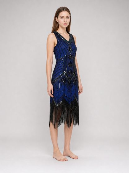 Art Deco Dress with Fringe and Sequins
