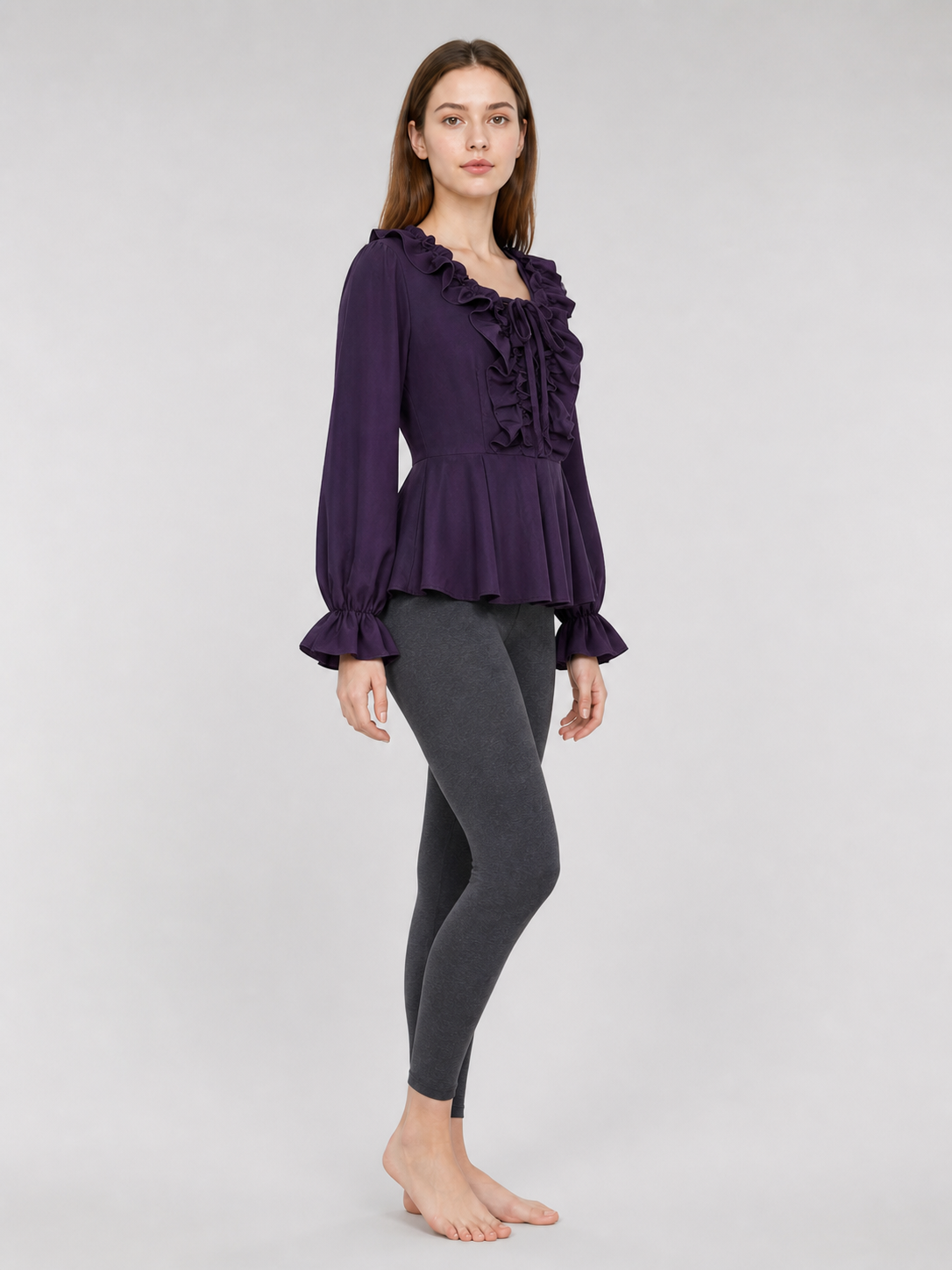 Renaissance-Style Blouse with Jabot and Lacing