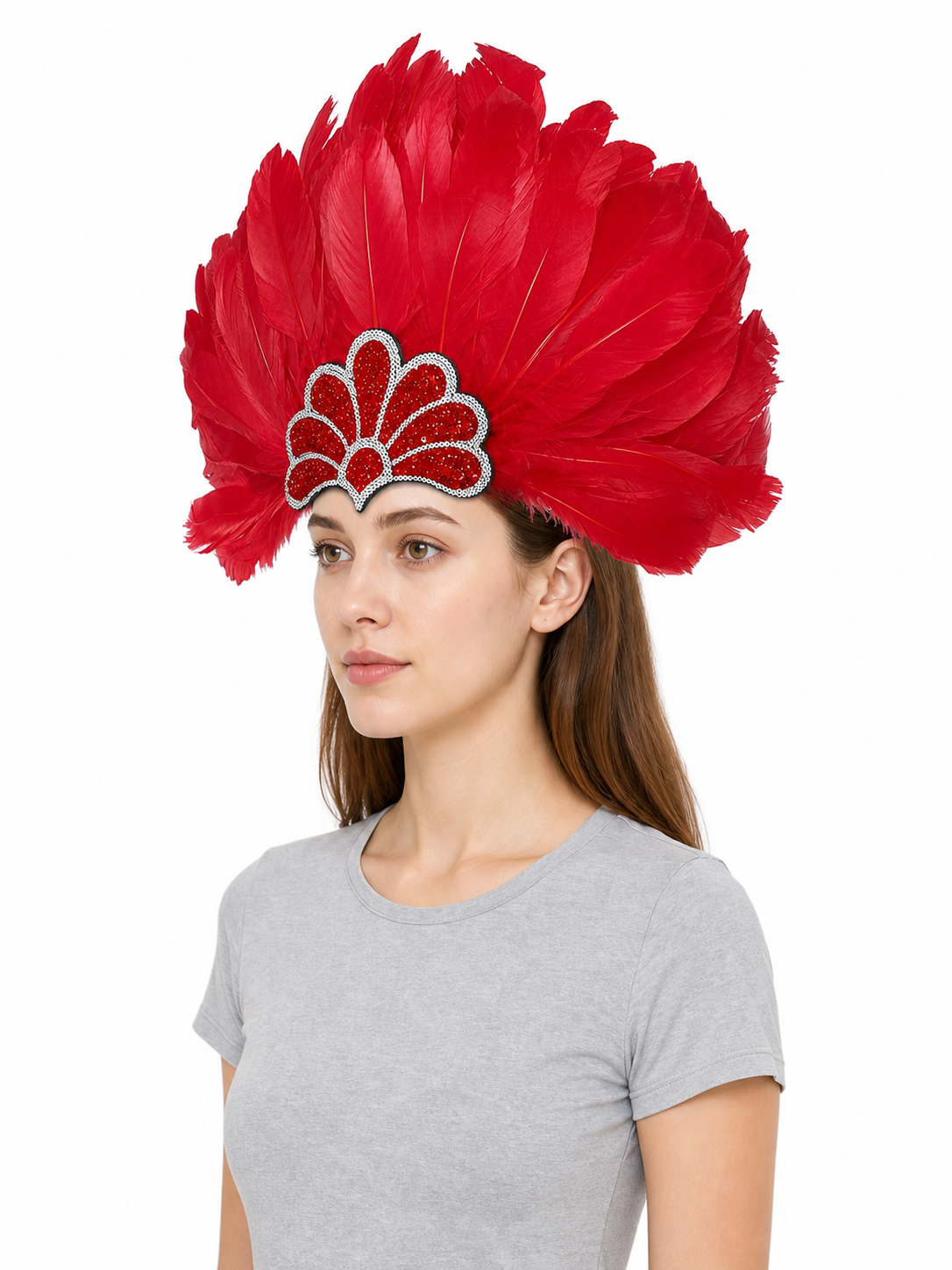 Carnival Headpiece with Red Feathers