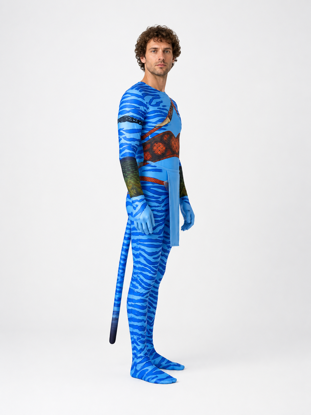 Avatar Cosplay Jumpsuit with Long Tail side view