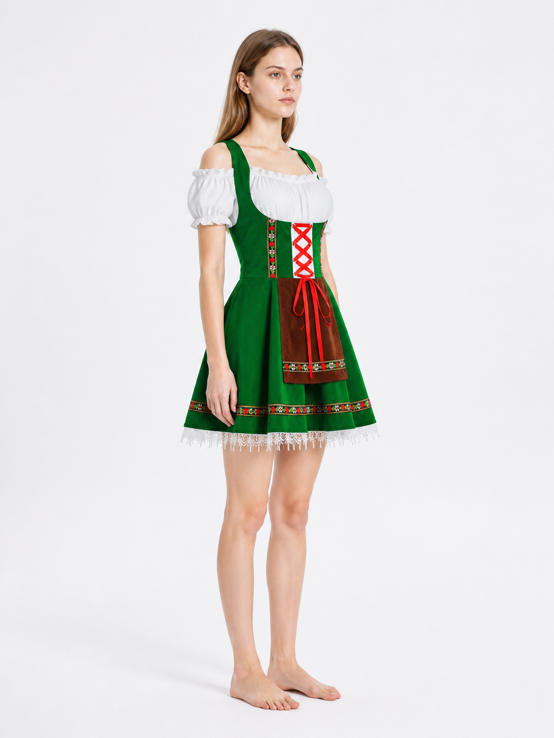 German Folk Costume with Floral Ribbons side view