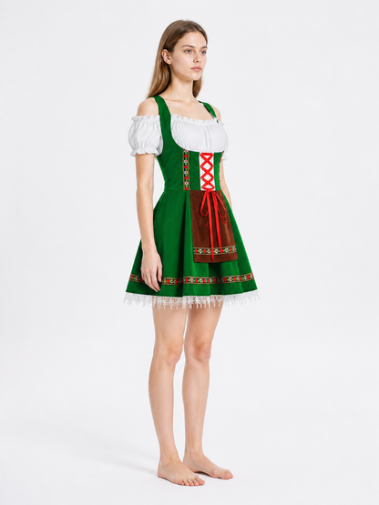 German Folk Costume with Floral Ribbons side view