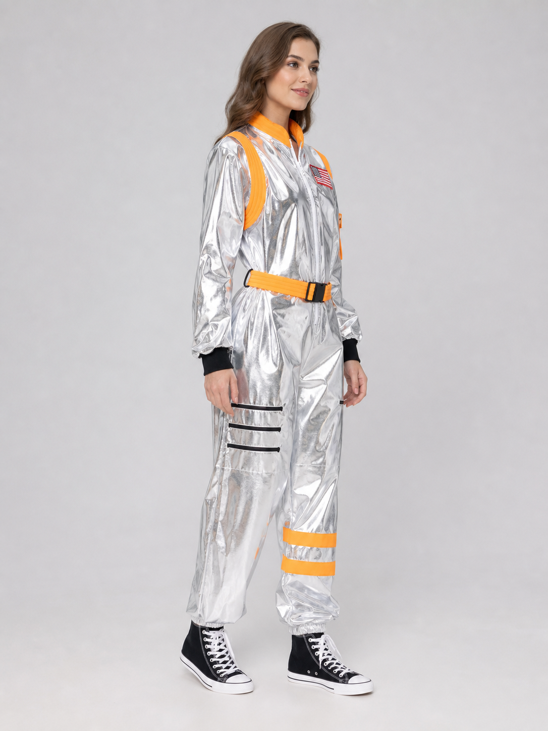 Astronaut Costume, Silver Jumpsuit for Cosplay