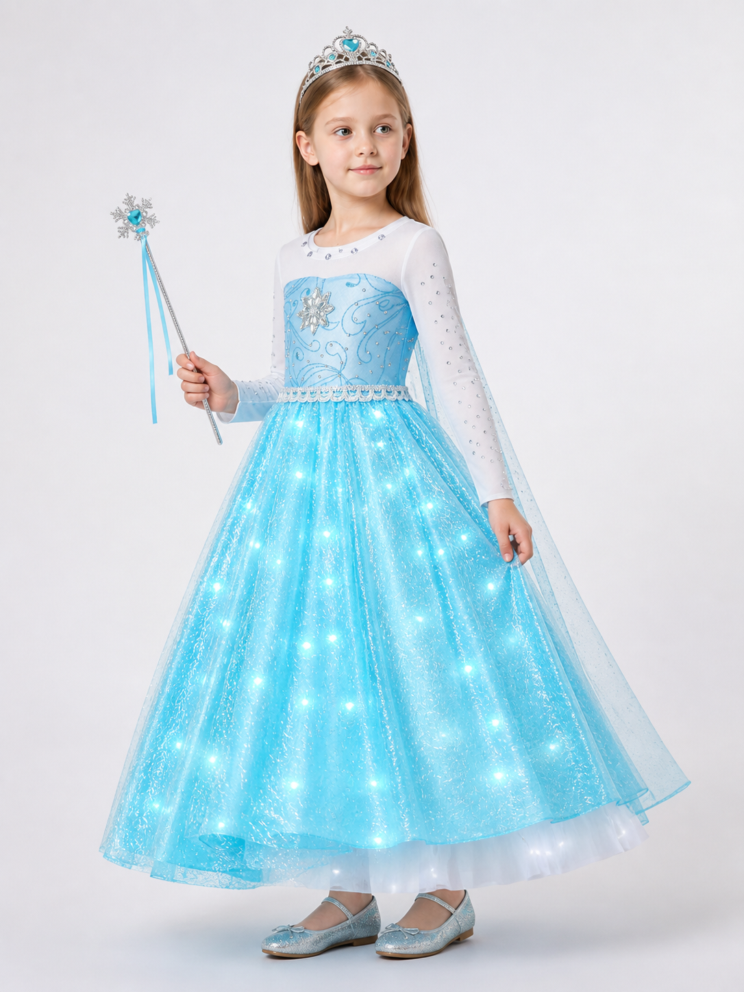 Blue Snow Princess Carnival Costume for Halloween side view