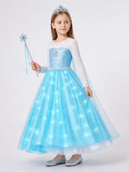 Blue Snow Princess Carnival Costume for Halloween side view