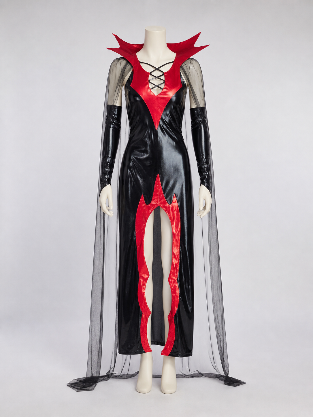 Gothic Vampire Costume with Cape and Lacing