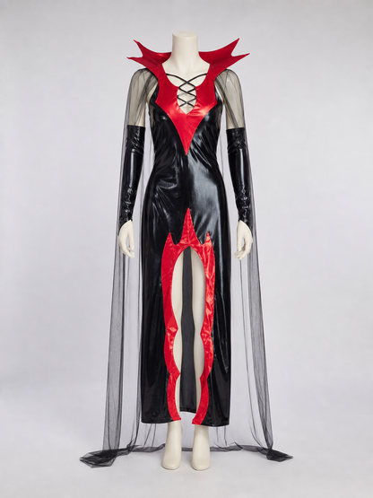 Gothic Vampire Costume with Cape and Lacing