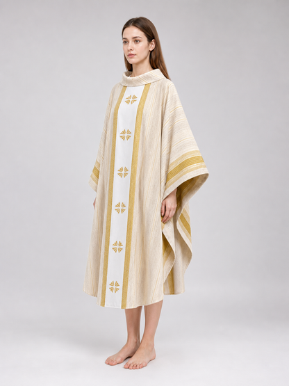 Liturgical Vestment with Collar and Gold Ornamentation