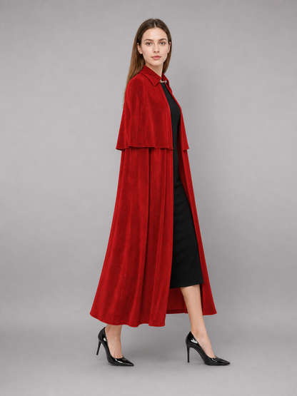 Red Carnival Cloak, Long, with High Collar