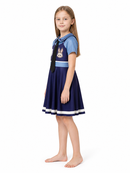 Carnival Rabbit Police Officer Dress with Tie side view