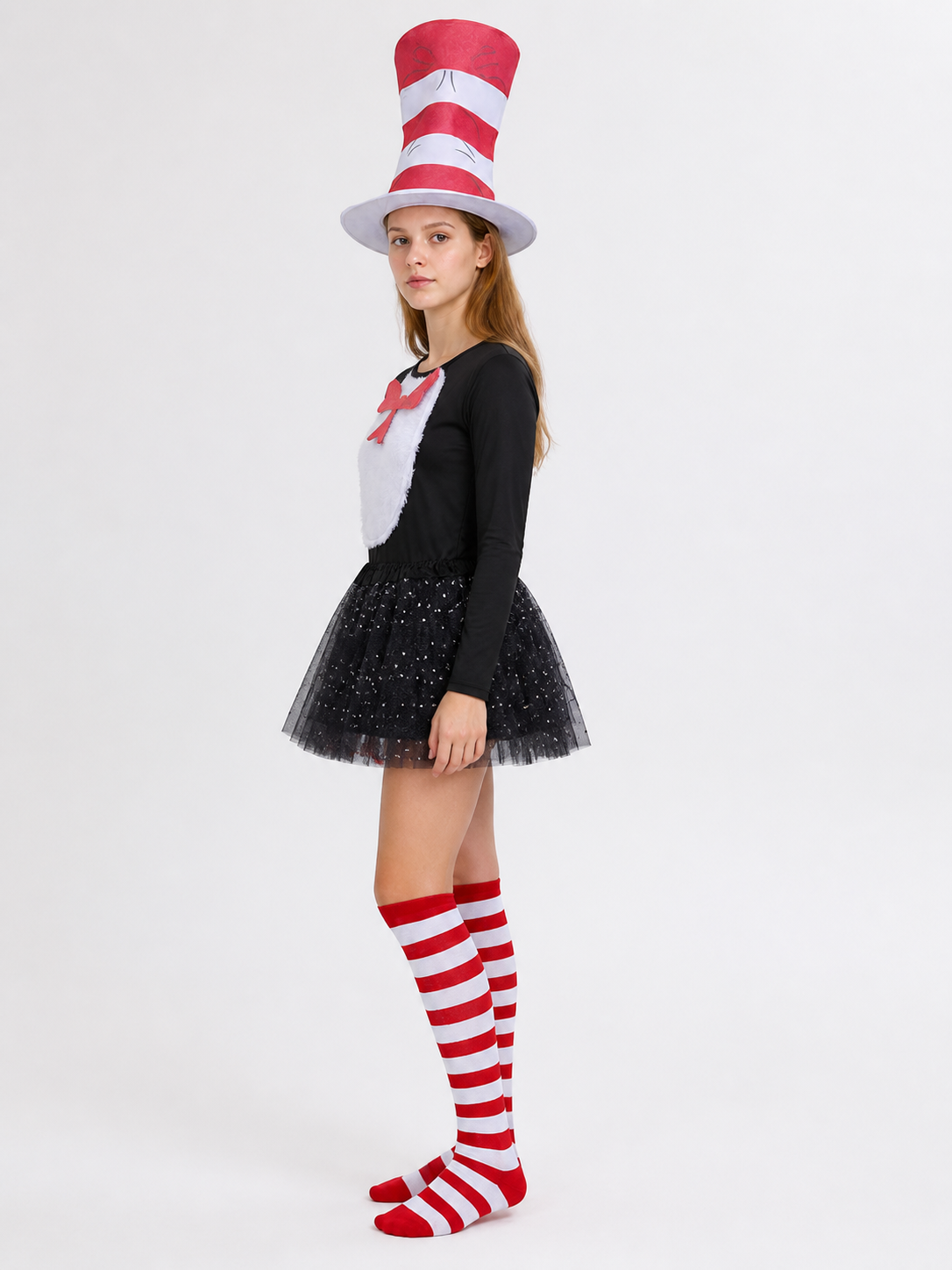 The Cat in the Hat Stage Costume with Hat and Socks side view