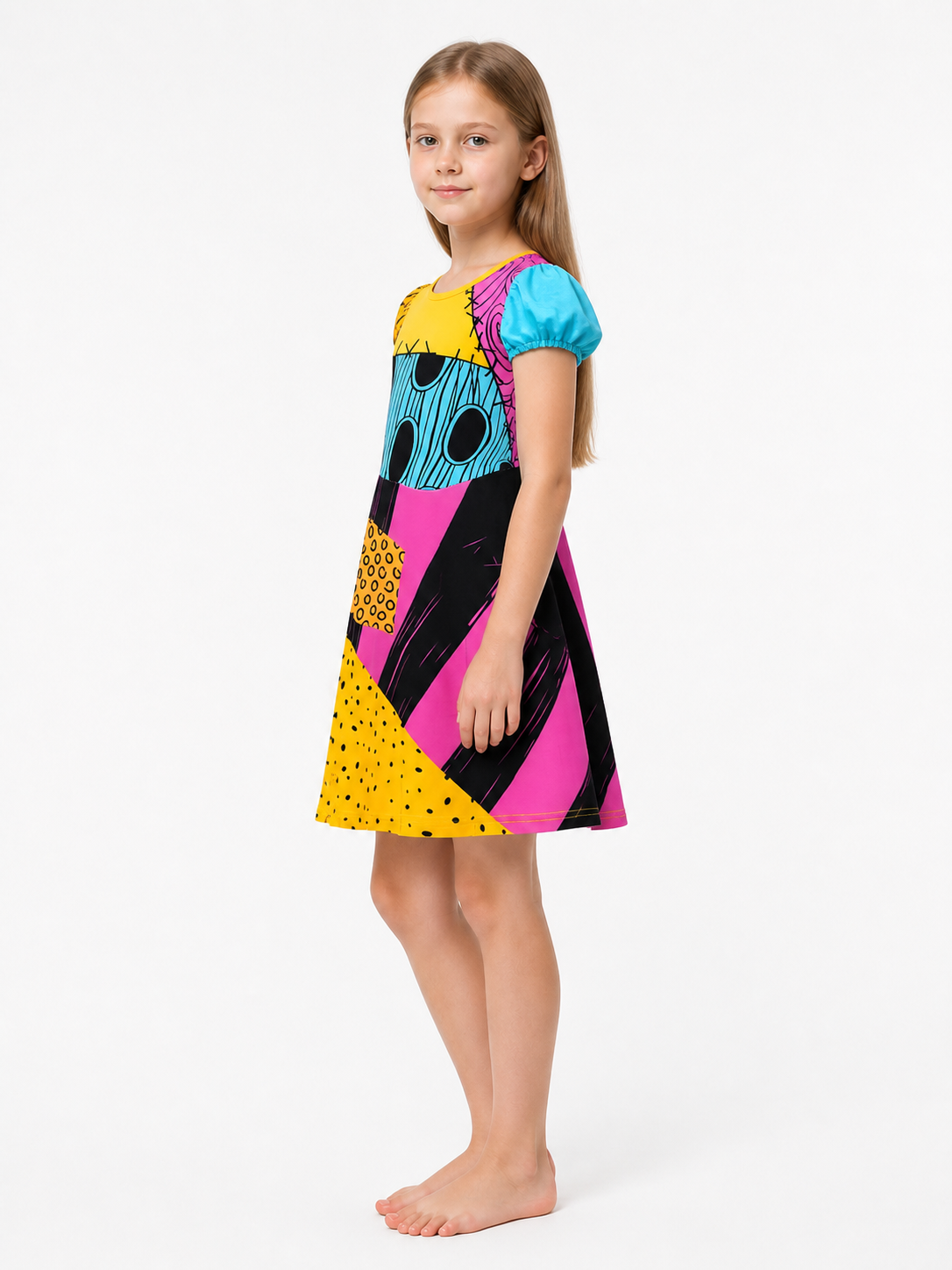 Halloween Carnival Dress with Geometric Print side view