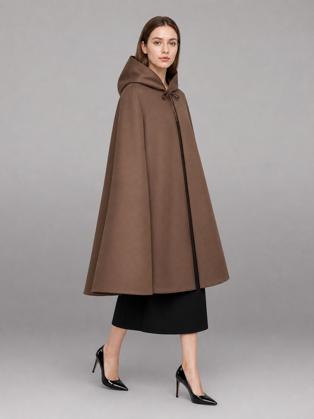 Brown Hooded Medieval Carnival Cloak
