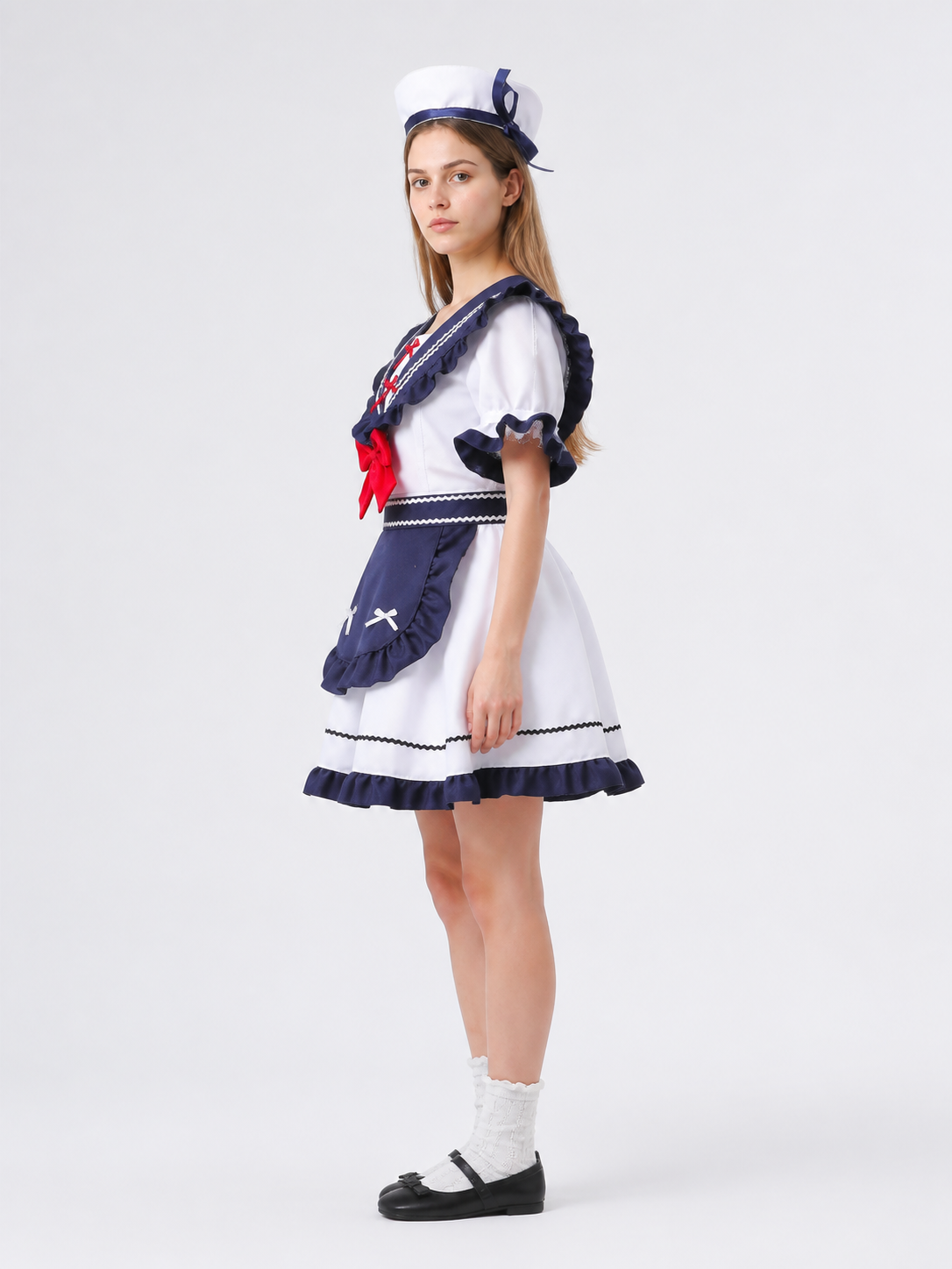 Sailor Uniform with Bows and Ruffles for Cosplay side view