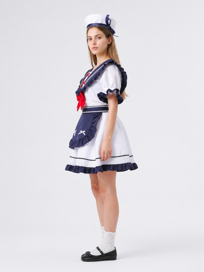 Sailor Uniform with Bows and Ruffles for Cosplay side view