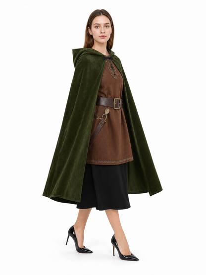 Dark Green Hooded Carnival Cloak