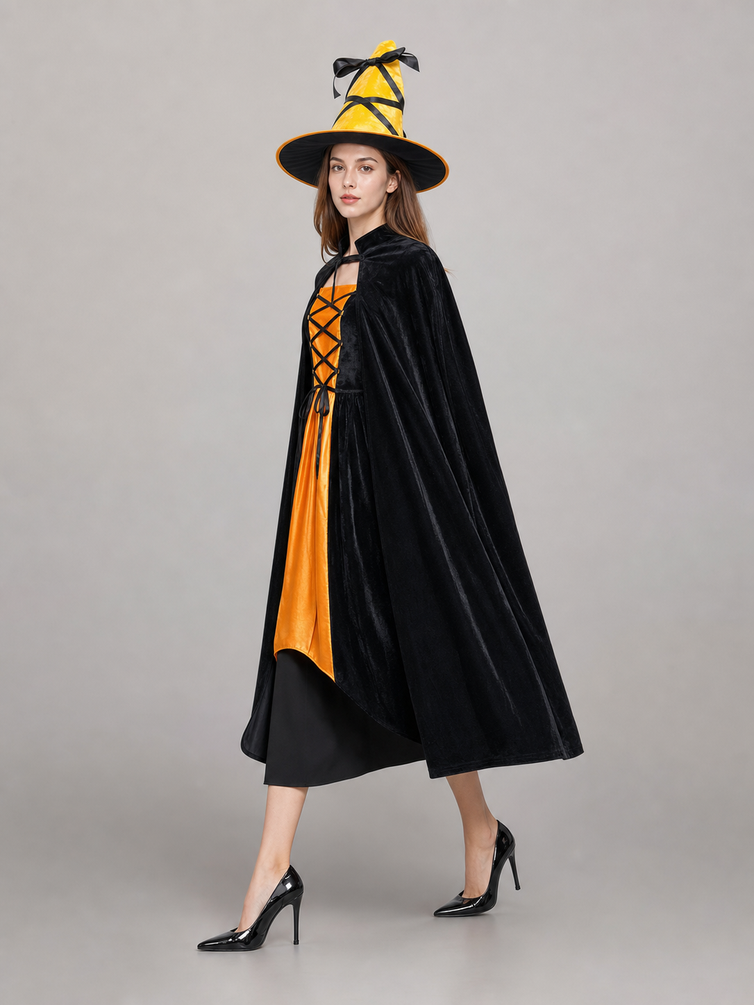 Halloween Witch Costume: Dress, Hat, and Accessory