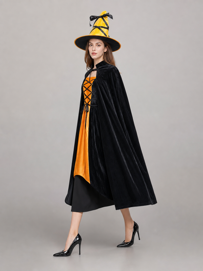 Halloween Witch Costume: Dress, Hat, and Accessory