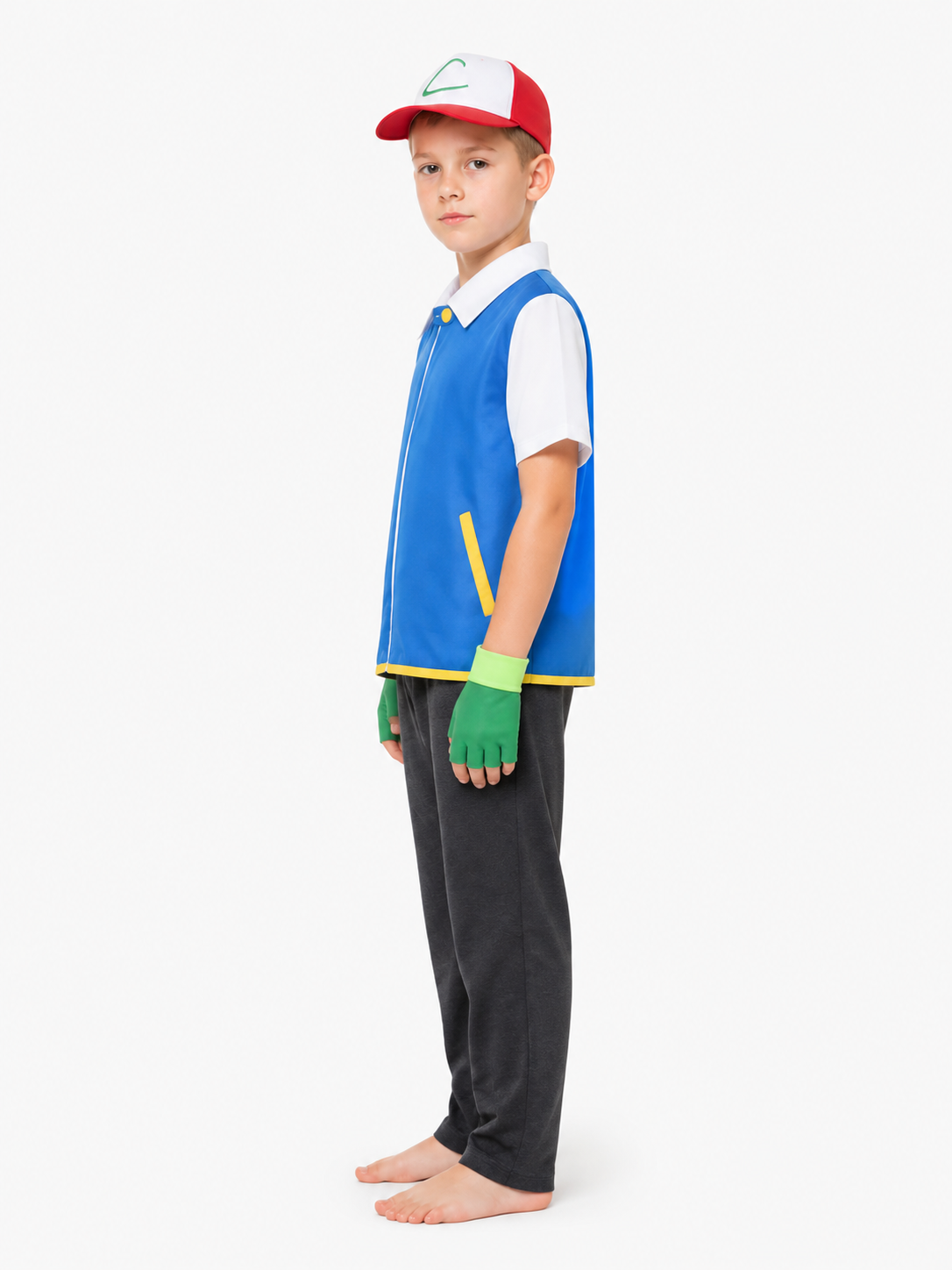 Anime Character Costume with Jacket, Cap, and Gloves side view