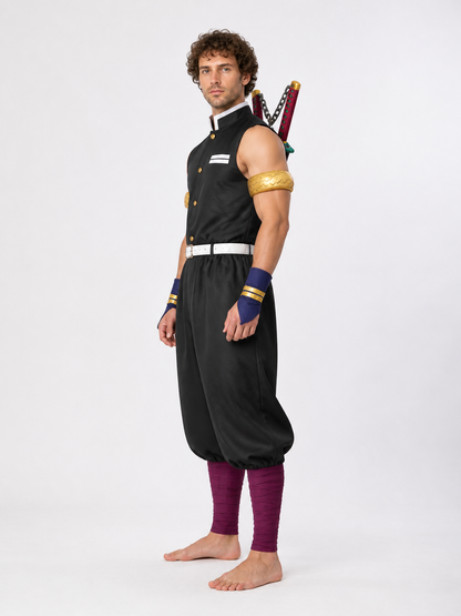 Tengen Uzui Cosplay Costume with Dual Swords for Halloween