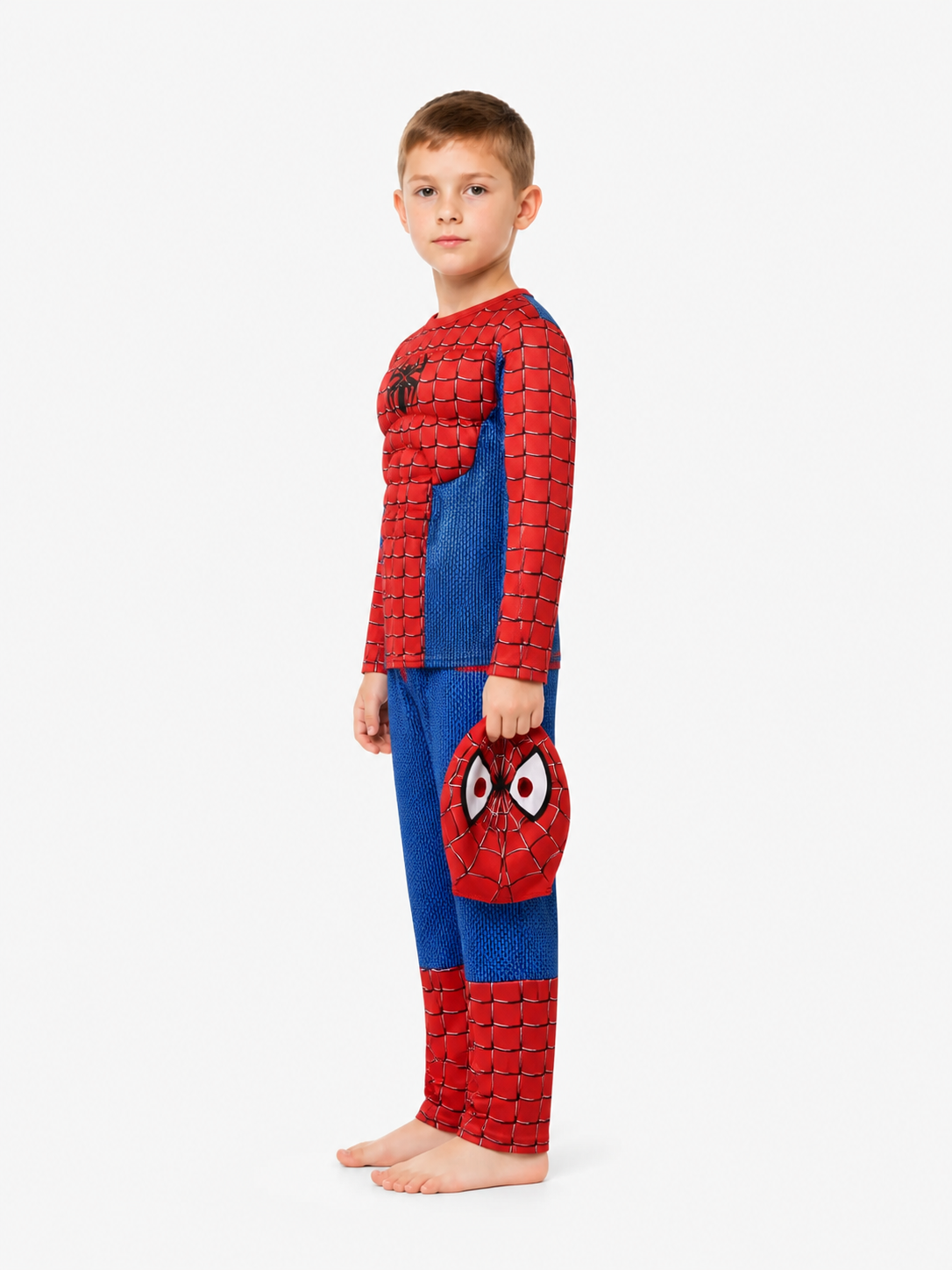 Children’s Spider-Man Costume, Red and Blue, with Mask side view