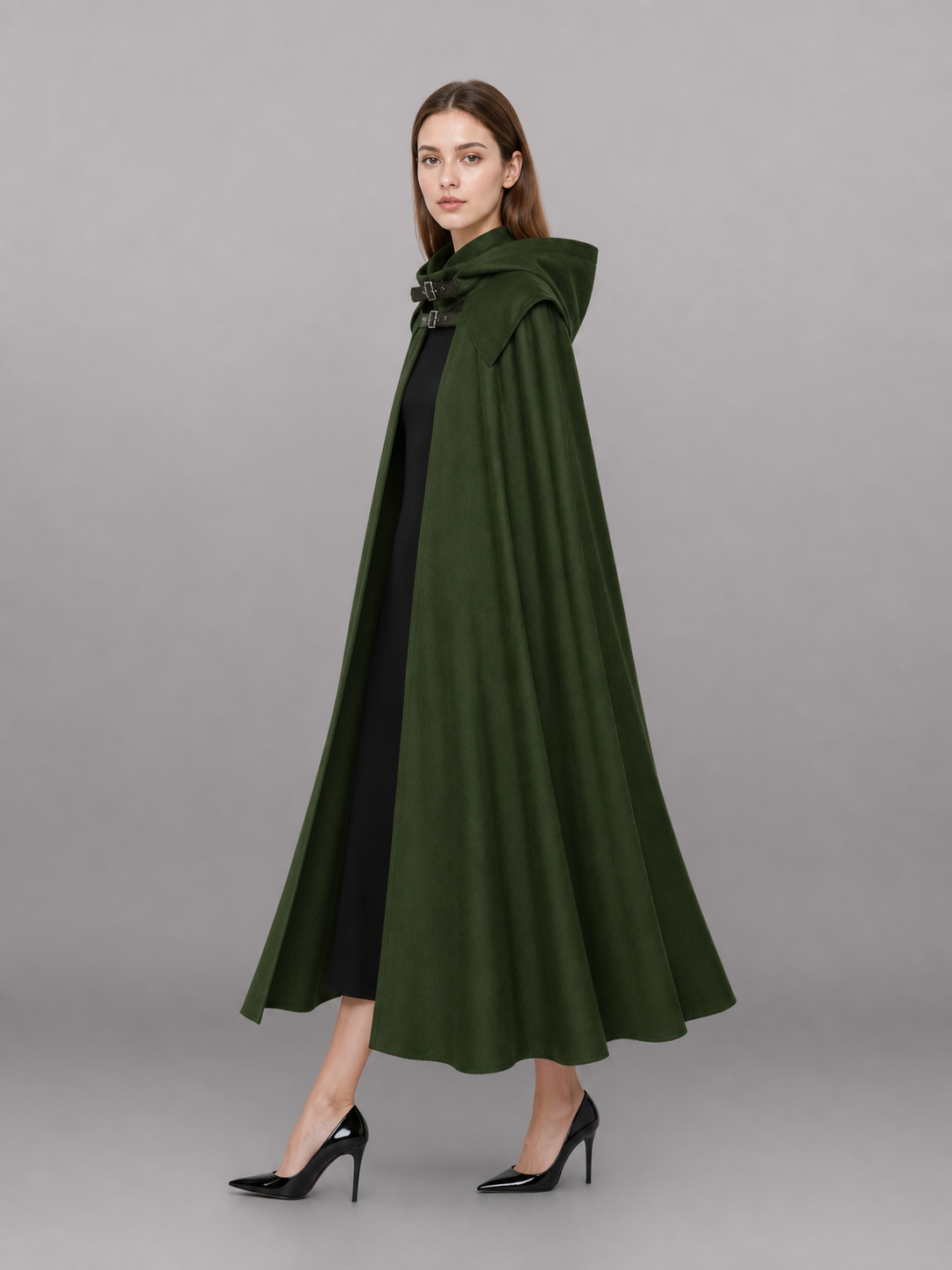 Green Gothic Carnival Cloak with Hood