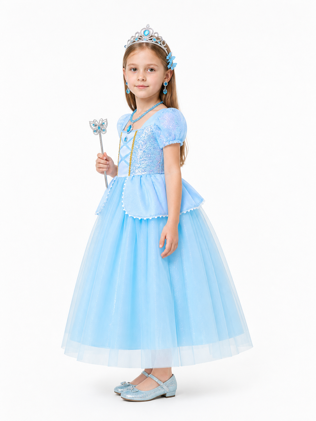 Blue Cinderella Princess Costume side view
