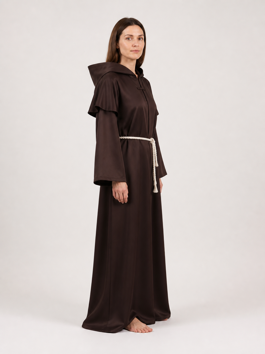 Long Robe with a Pointed Hood and Belt side view