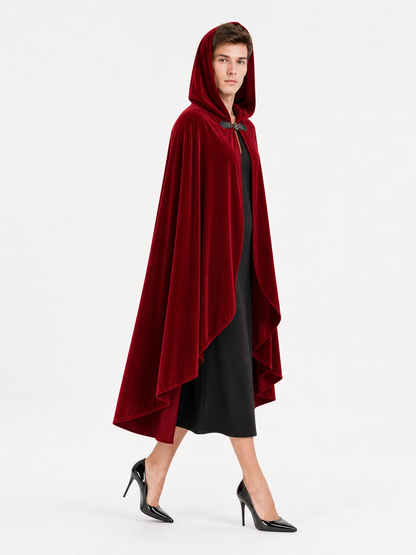 Red medieval carnival cloak with hood