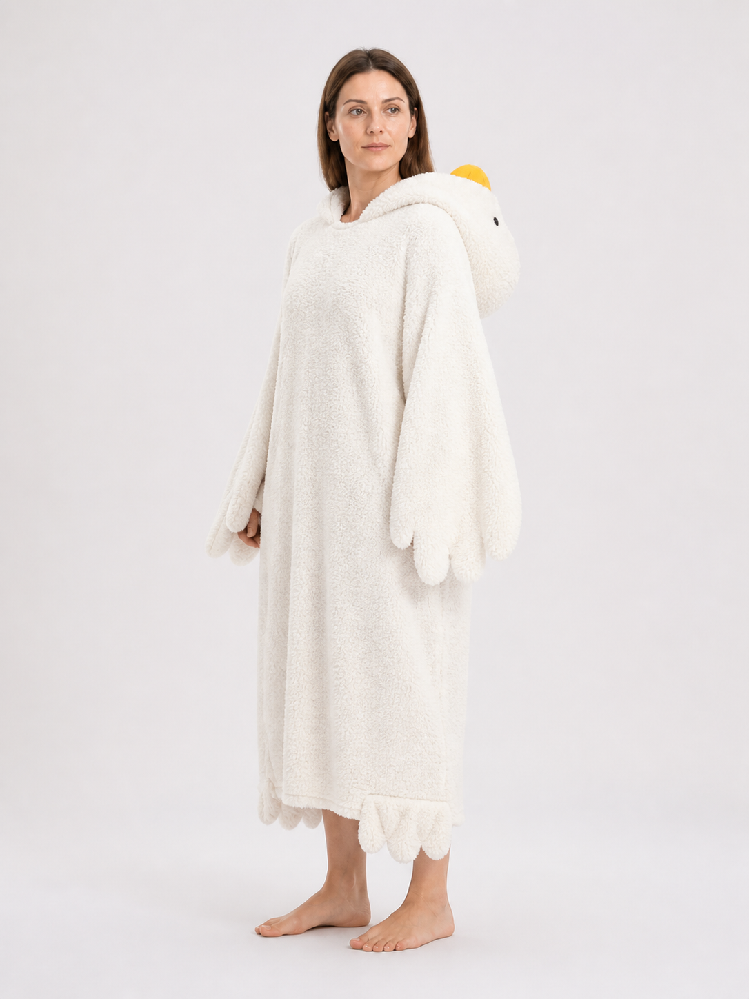 White Goose Costume with Hood side view