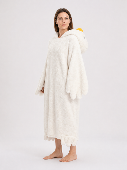 White Goose Costume with Hood side view