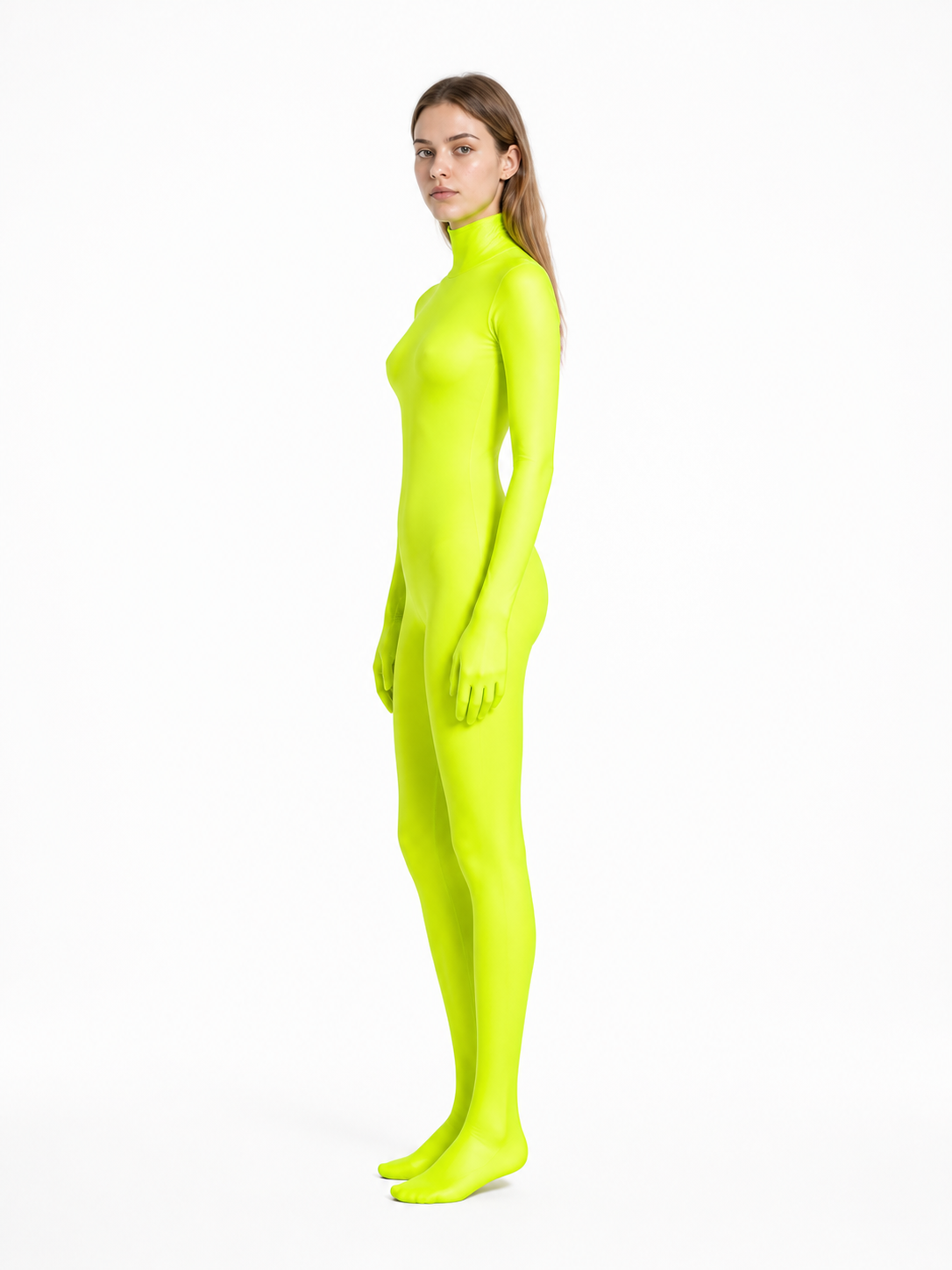 Neon Hooded Form-Fitting Jumpsuit for Cosplay side view