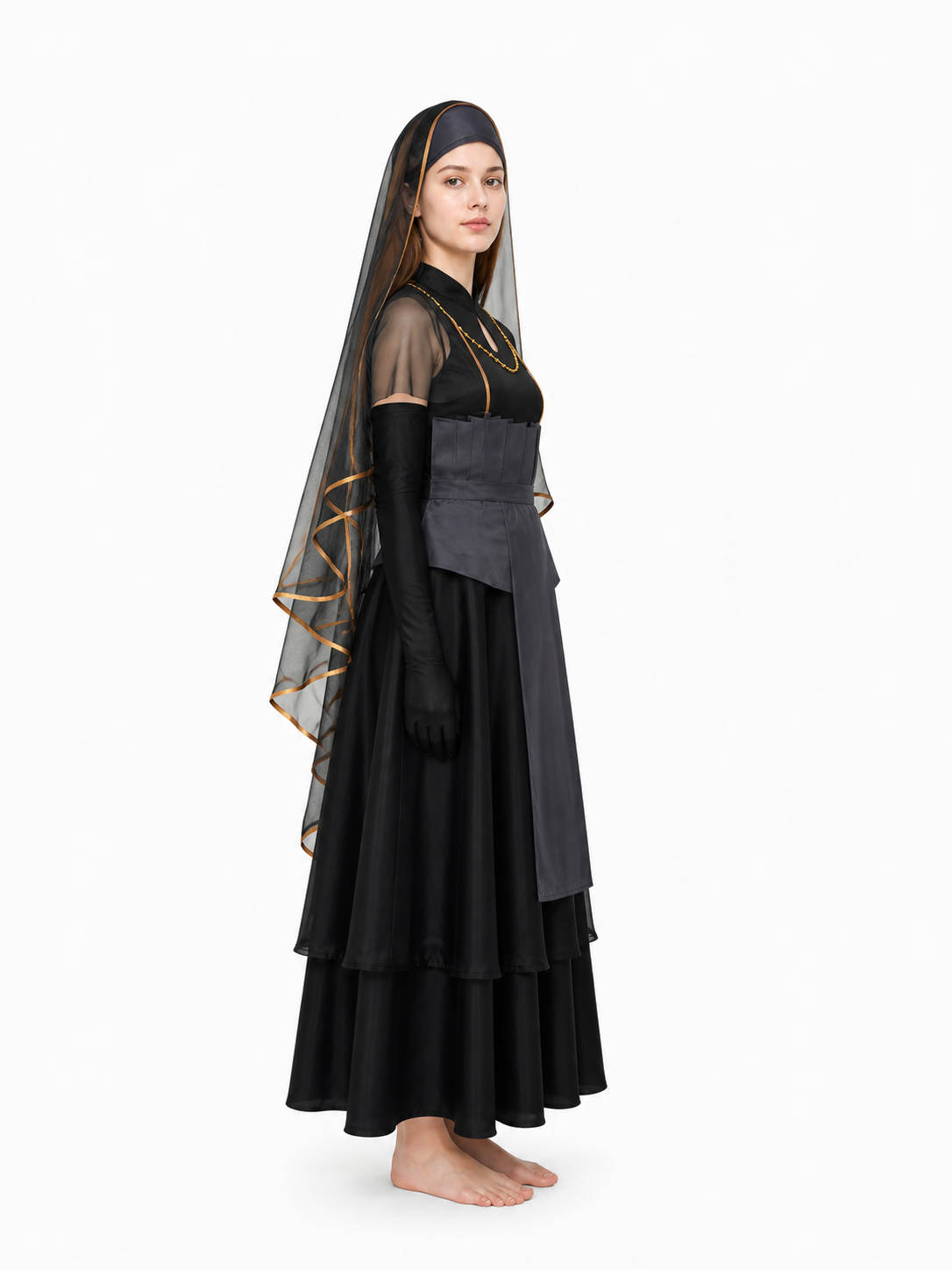Cosplay Costume with Veil and Long Gloves side view