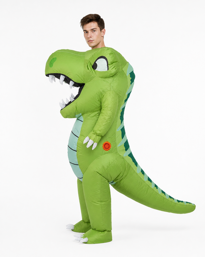 Green Dinosaur Costume with Tail and Eyes side view