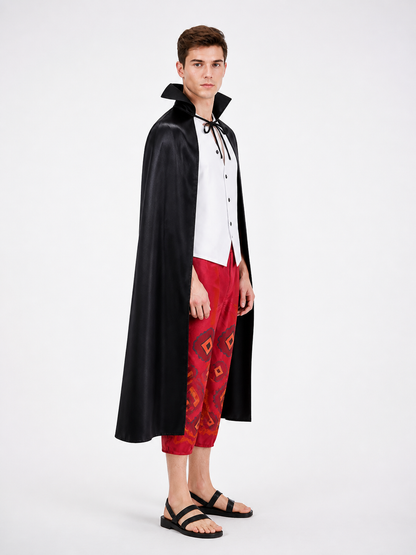 Pirate Cosplay Costume, Cape, Vest, and Pants side view
