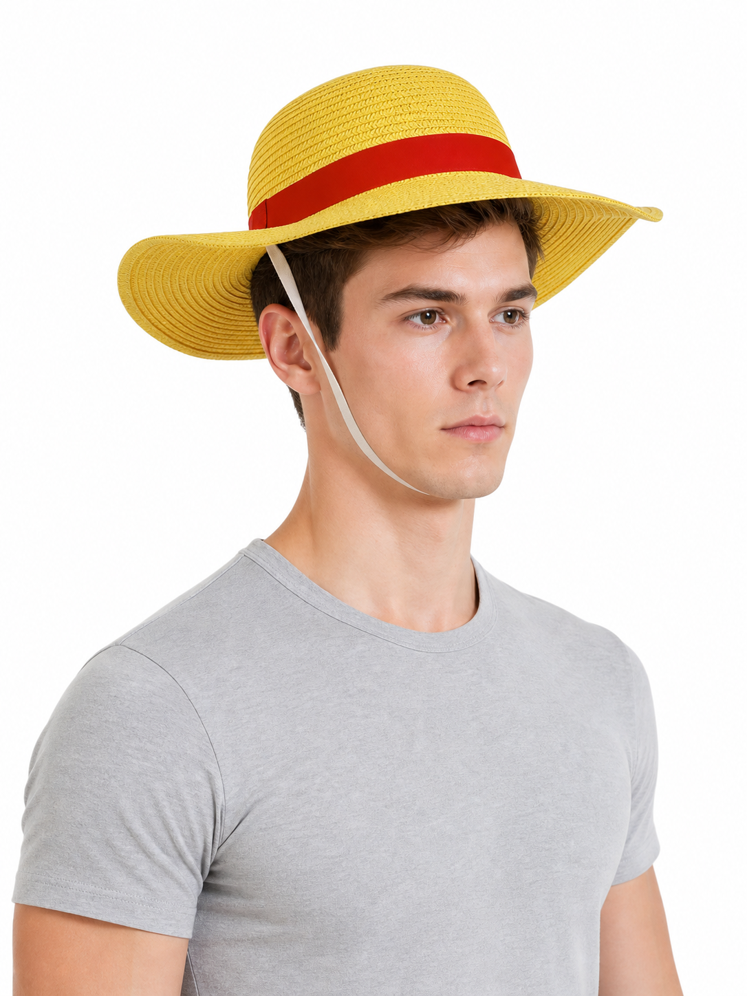 Carnival hat with a red ribbon and cord