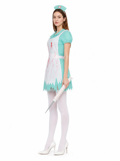 Medical Costume with Red Blood Spots for Halloween side view