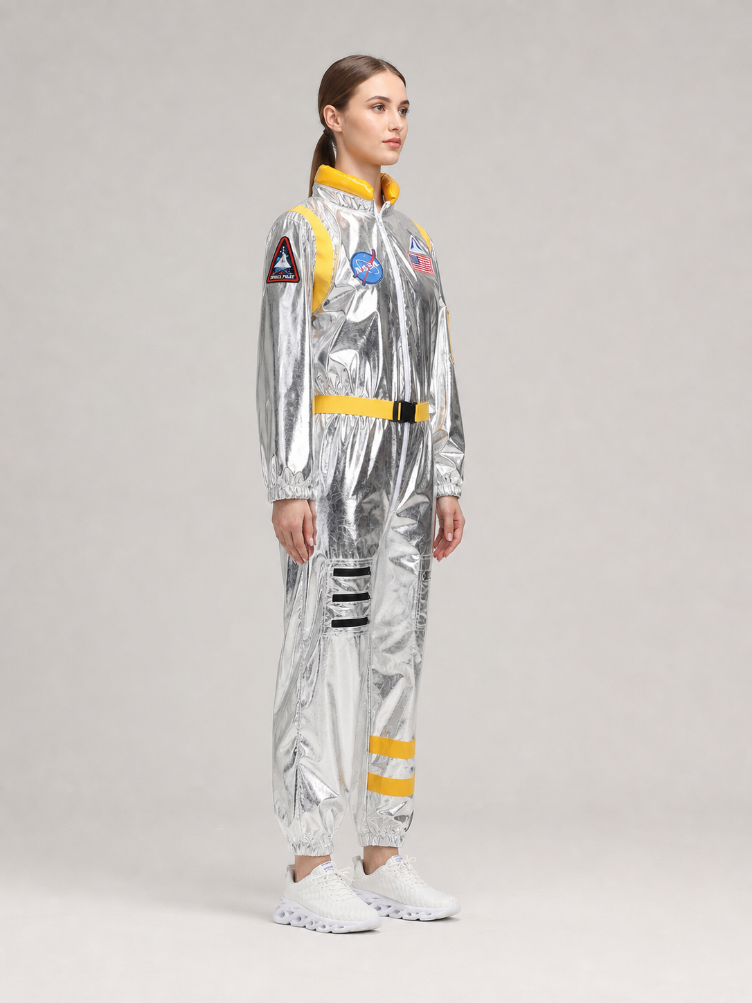 One-Piece Astronaut Costume with Patches and Visor side view