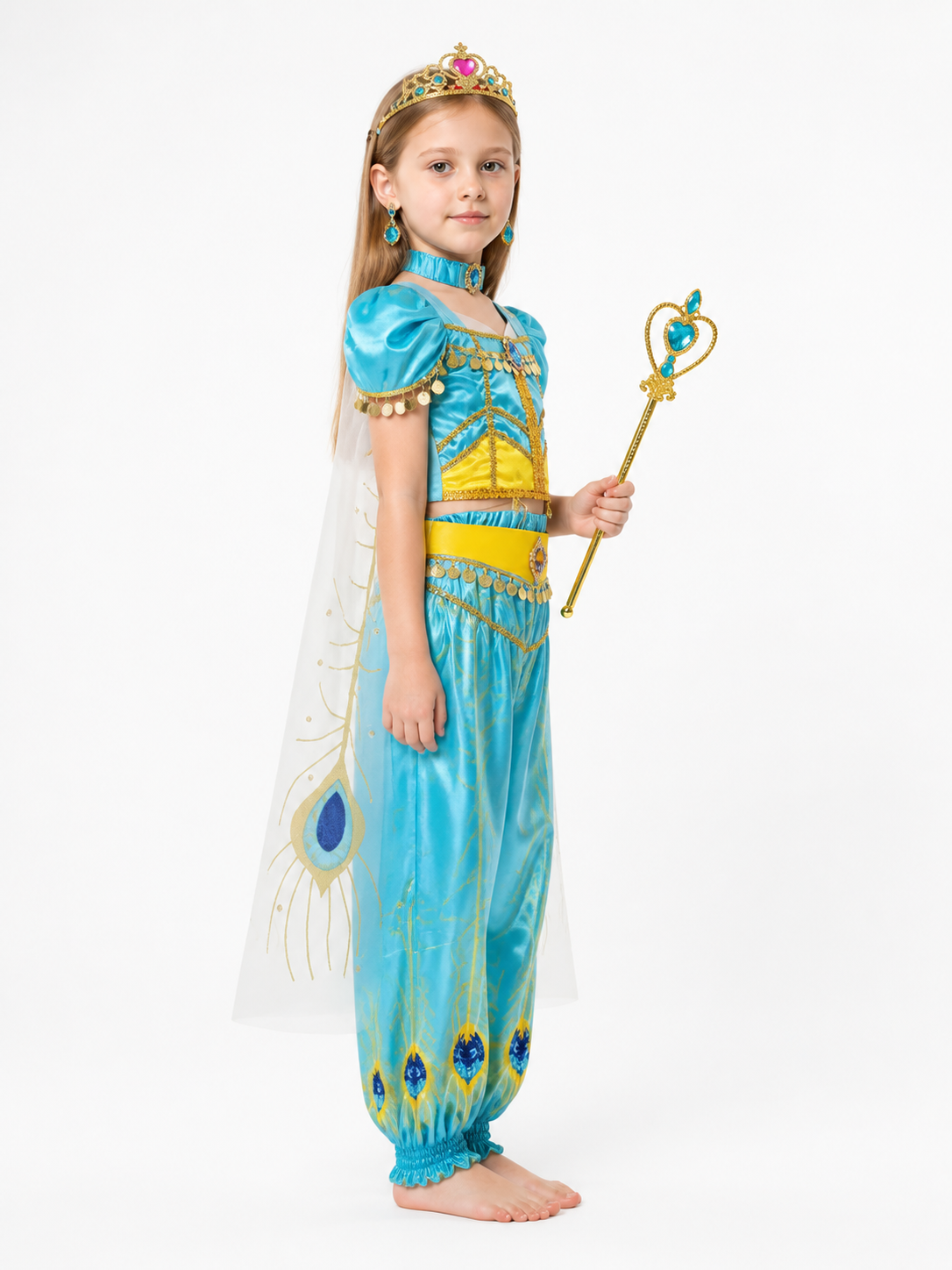 Princess Jasmine Costume with Cape and Crown side view