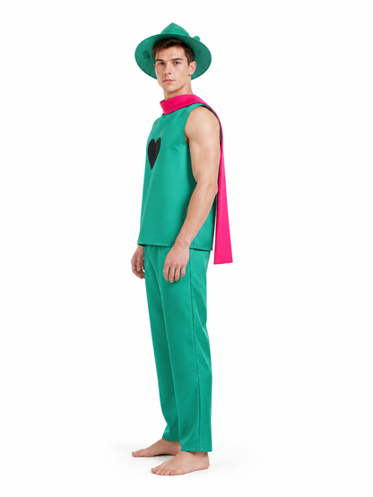 Ralsei Cosplay Costume from Undertale with Hat and Scarf side view