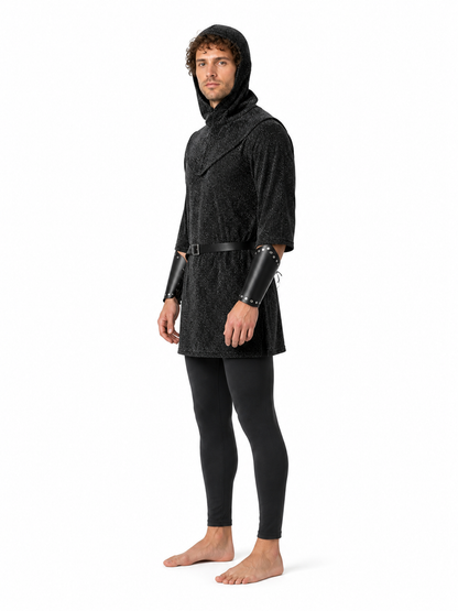 Medieval Carnival Costume with Hood and Belt side view