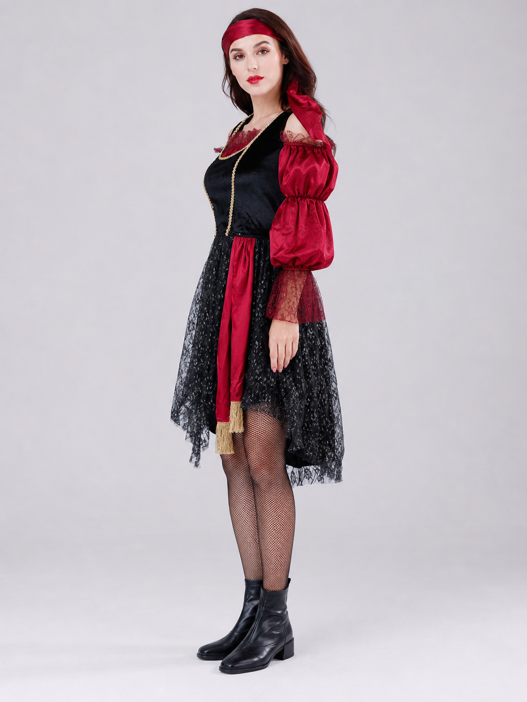 Halloween Pirate Costume: Dress, Belt, Accessories side view