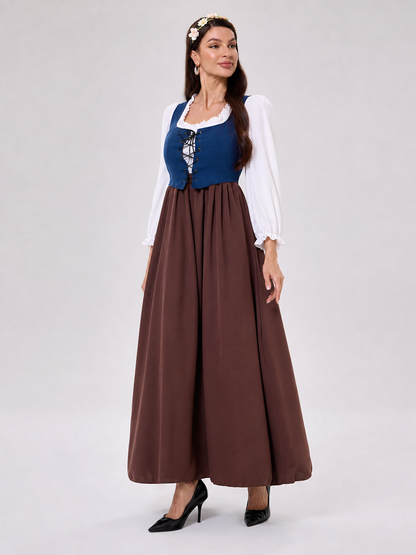 Retro Renaissance-Style Dress with Corset Lacing side view
