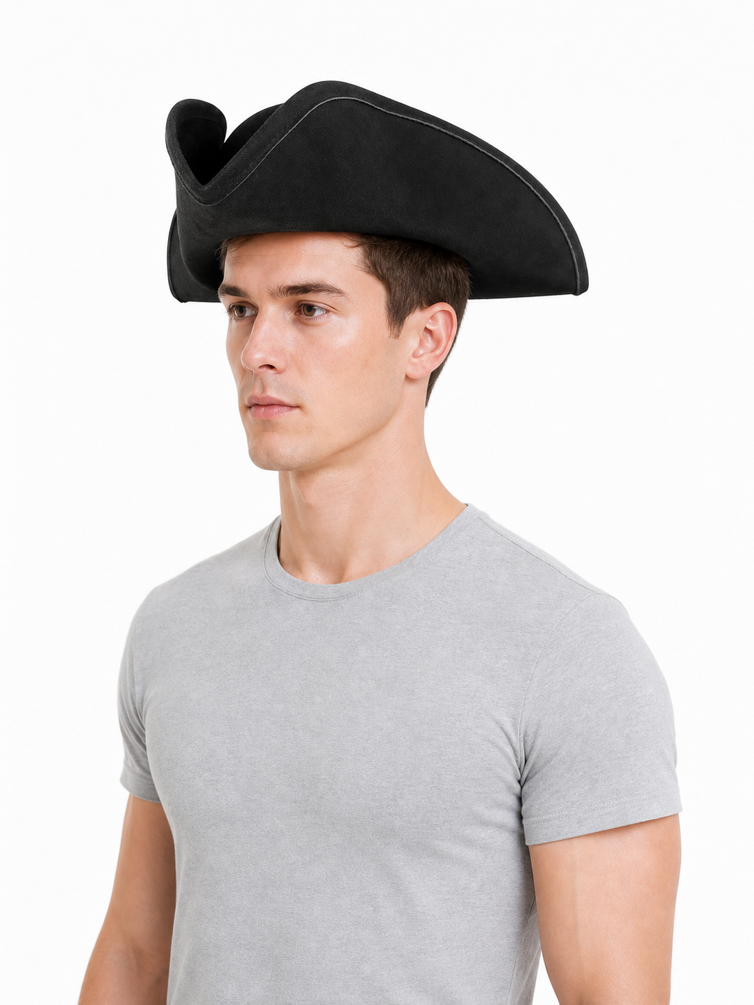 1pc Black Pirate Hat, Classic Three-Cornered Tricorne Hat with Wide Curved Brim and Structured Crown for Cosplay, Costume Parties and Themed Events