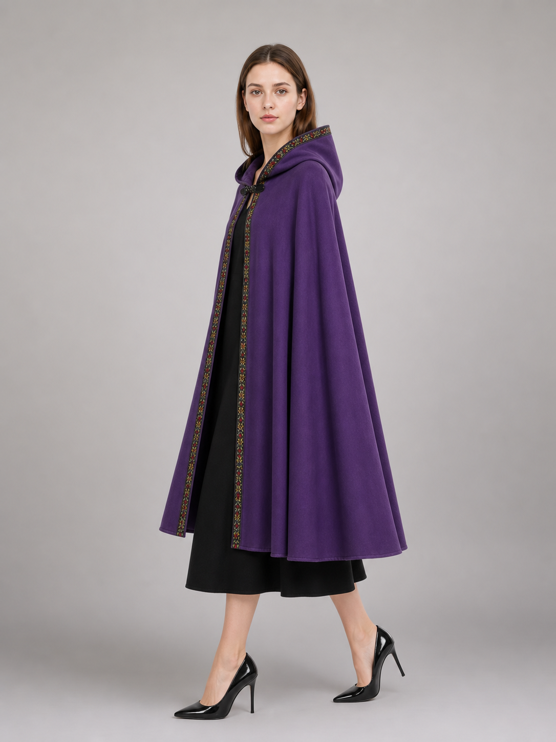 Purple Hooded Velvet Costume Cape product view 36