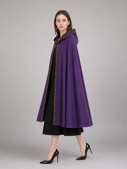 Purple Hooded Velvet Costume Cape product view 36