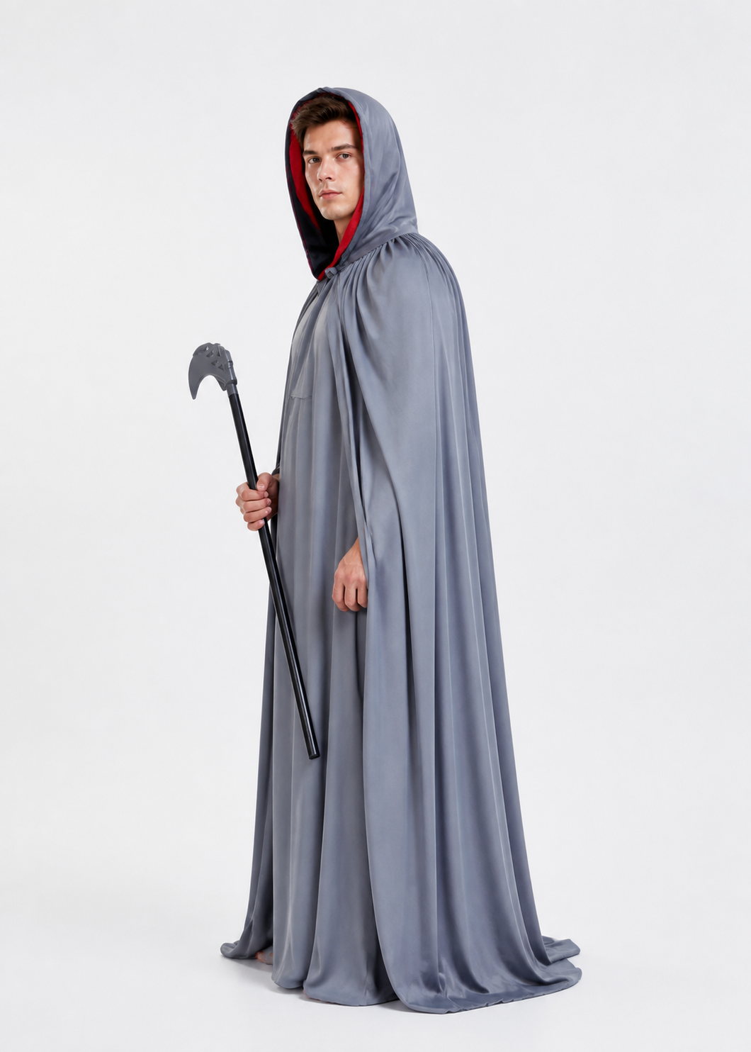 Long Hooded Grim Reaper Cloak for Halloween side view