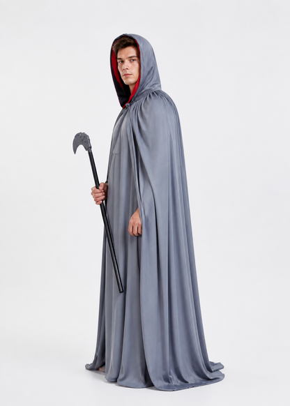 Long Hooded Grim Reaper Cloak for Halloween side view