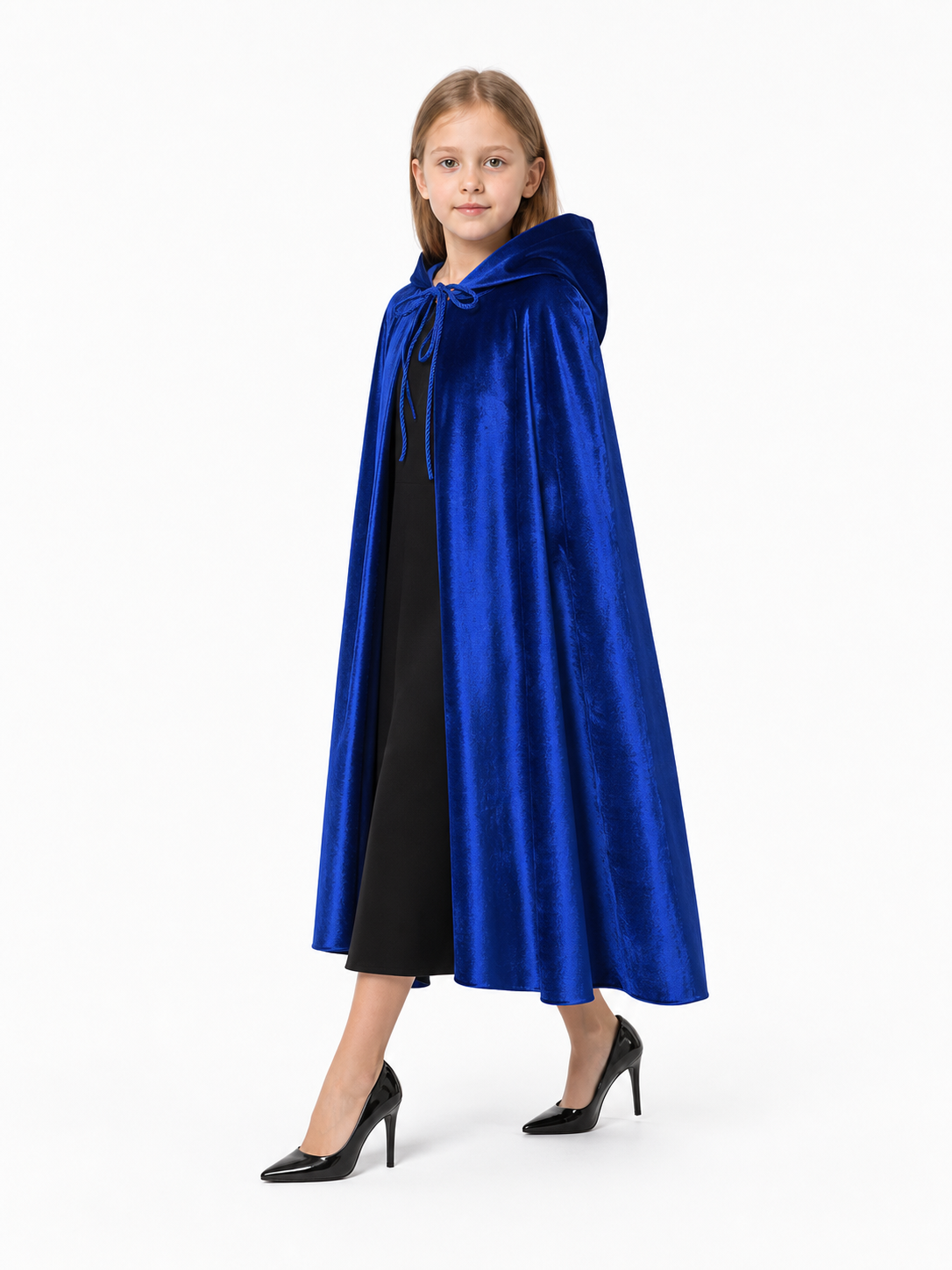 Velvet Hooded Cape, Royal Blue