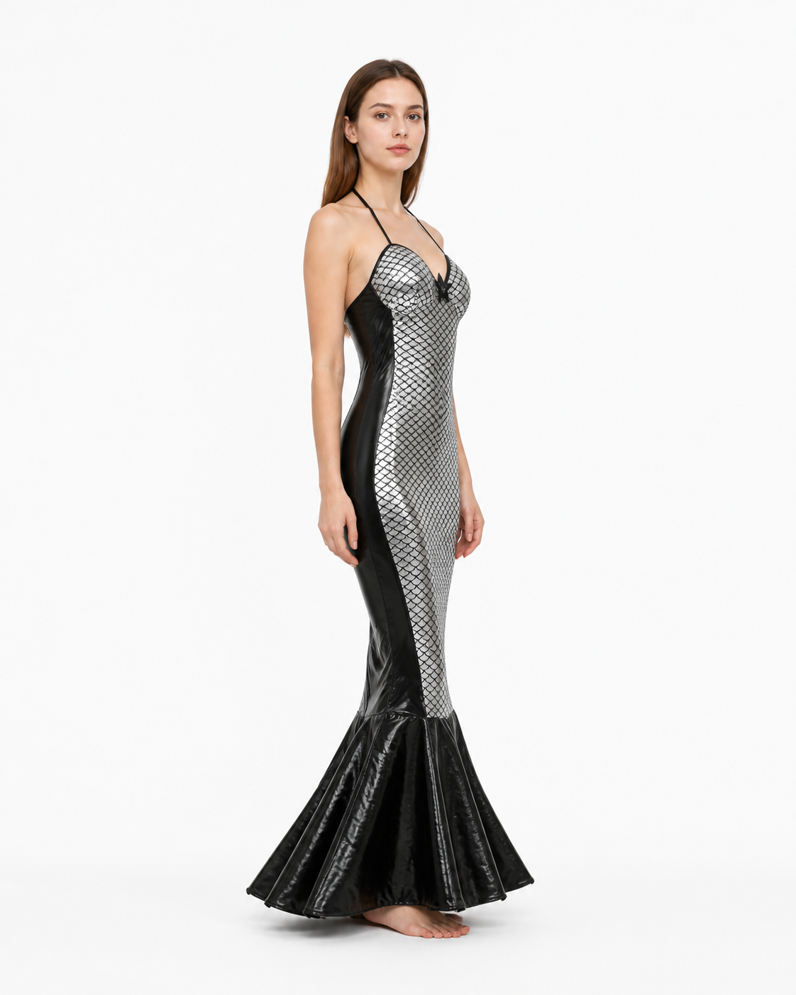 Mermaid Dress with Fish Tail and Scales side view